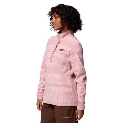 Columbia Women's Benton Springs Printed 1/2 Snap, Fleece Pull Over, Eraser Pink Deschutes Days, M