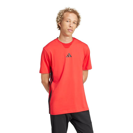 adidas Men's Essentials Single Jersey 3-Stripes T-Shirt, Pure Ruby/Black, XX-S