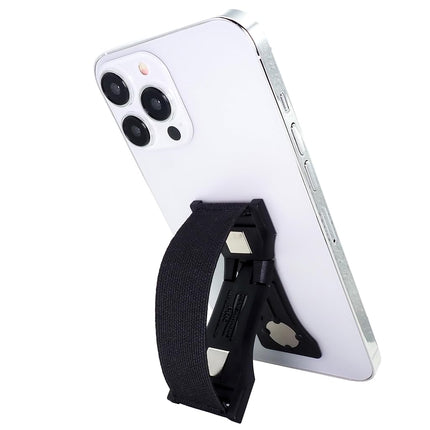 LOVEHANDLE PRO Premium Phone Grip - Elastic Strap - Magnetic Mount and Kickstand for Smartphone and Tablet - Black