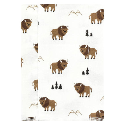 Hudson Baby Unisex Baby Cotton Flannel Burp Cloths, Wild Buffalo 4 Pack, One Size
