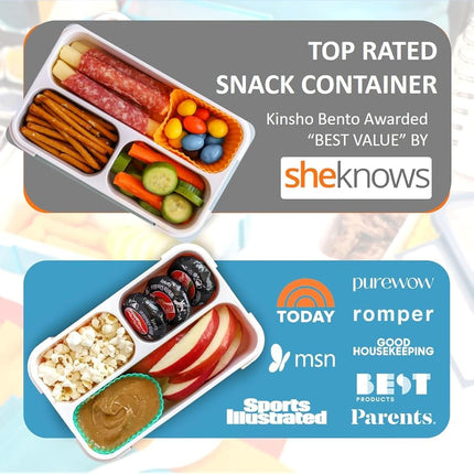 Snack Containers for Adults or Kids - MINI Bento Lunch Box | Small Leakproof Container Set for Toddlers Boys Girls, Bento-Boxes for School Daycare Travel Lunches Snacks | BPA Free | Grey Black 2 Pack
