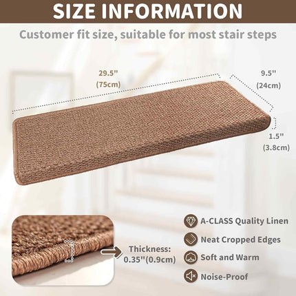 Brakki Bullnose Carpet Stair Treads, Stair Treads for Wooden Steps, 2pcs