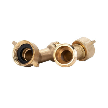 Camco 45 Degree Hose Elbow | Eliminates Stress and Strain On RV Water Intake Hose Fittings |Solid Brass | 2-Pack (22607)