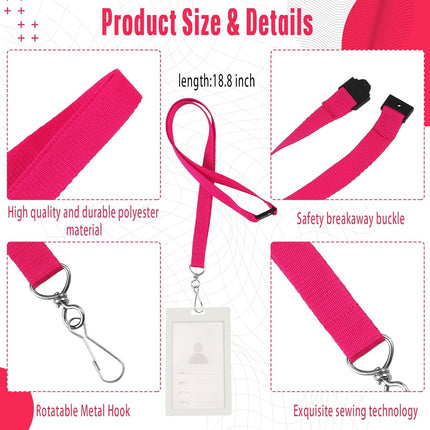 Patelai 60 Pcs Breakaway Lanyards with J Hook, Hot Pink