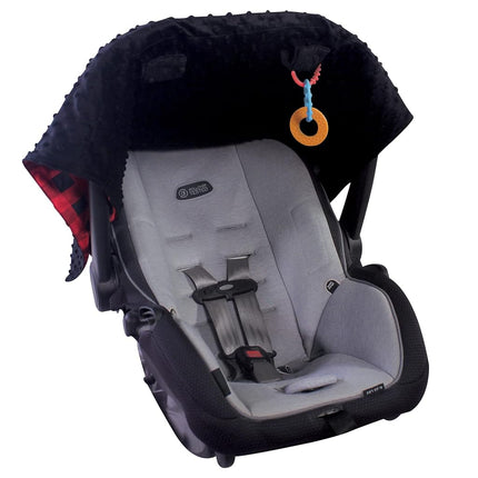 Hudson Baby Dosel Reversible para Asiento de Coche y Cochecito Unisex para Bebé, Cuadros Negros, Talla Única