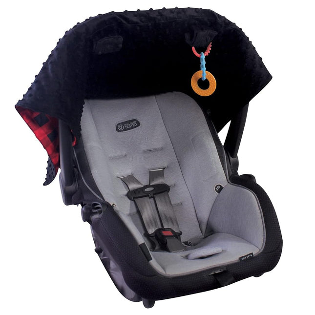Hudson Baby Unisex Baby Reversible Car Seat and Stroller Canopy, Black Plaid, One Size