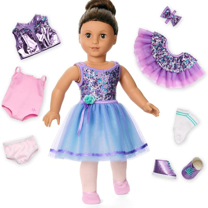American Girl, Truly Me #117 Doll & Dance All Day Set, with Brown Eyes, Wavy Dark-Brown Hair, Tan Skin, Ages 6+