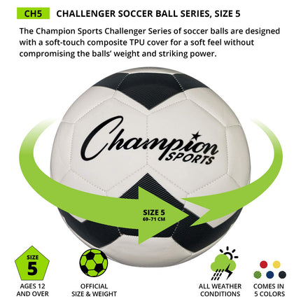 Balón de fútbol Champion Sports CH5YL Challenger Series, amarillo, talla 5