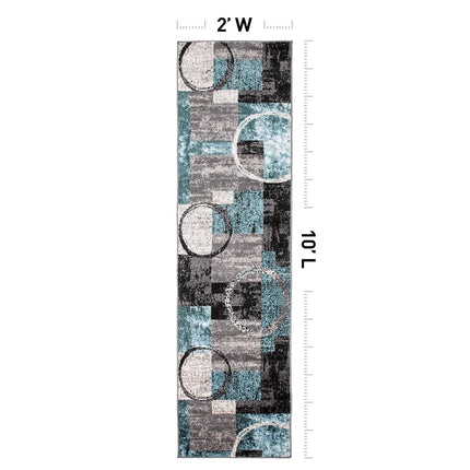 Rugshop Circle Design Contemporary Fade-Resistant Runner Rug Gray 2' x 10'