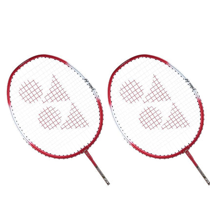 YONEX ZR 100 Light Aluminium Blend Badminton Racquet with Full Cover (Red/Red) - Set of 2