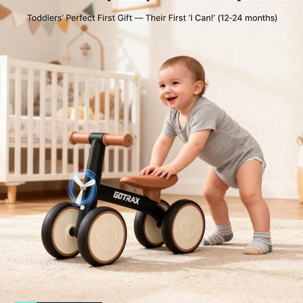 Gotrax Baby Balance Bike 1-2 Years, 7" Front&Rear Silent Wheels, Sturdy Steel Frame 66 lbs Load, Quick 2-Min Assembly, CPC Certified, Comfortable Soft Seat, Toddler Birthday Gift for Boys&Girls Yellow