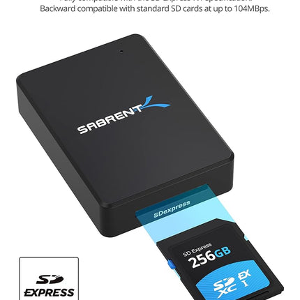 SABRENT SD Express 7.1 USB C Card Reader, USB 3.2 External Memory Card Reader high speed Data transfer 985 MBps, SD-Express adapter compatible with V90, V60, V30, UHS-II, UHS I, SD Cards (CR-SDX7)