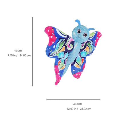 Wild Republic Huggers Butterfly Blue Plush Toy, Slap Bracelet, Stuffed Animal, Kids Toys, 8"