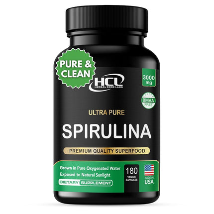 Spirulina Powder Capsules 3000 mg - Purest Non-Irr