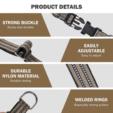 Martingale Collar for Dogs,Reflective Escape Proof,Brown,L