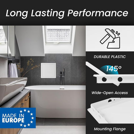 Repa Market 300 x 300 mm Plasterboard Access Panel – White Plastic Inspection Hatch for Walls & Ceilings, Bath Panel & Fuse Box Cover Cabinet, Access Hatch, Easy Install for Plumbing & Electrical