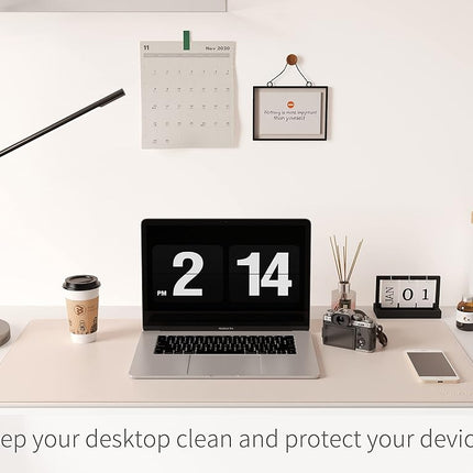 RENMTURE Dual-Sided Desk Pad, Natural Cork & PU Leather Large Mouse mats for Office and Home Work, Desk Protector Non-Slip, Waterproof, Easy Clean (Dark Coffee, 36"x17")