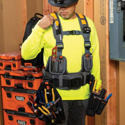 Klein Tools 55829MB Vest Combo with Tool Pouches, Fully Adjustable, Padded Support for Electricians, Carpenters, Construction