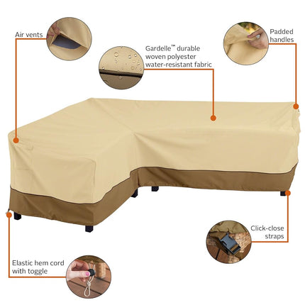 Classic Accessories Veranda Garden L-Shaped Sectional Sofa Coverr, Pebble/Bark/Earth (210cm, Left Facing)