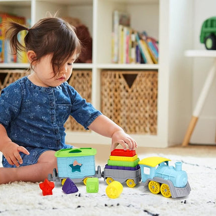 Green Toys Stack & Sort Train, Stacking Toys, Shape Sorter, Eco Toy, Toddler Toys, Kids' Play Vehicles, Train Toys, Toy Train, Shape Sorting Toys