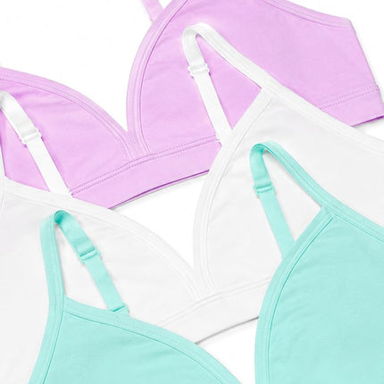 Fruit of the Loom Girls' Soft and Smooth Training Bra, Aruba Blue/Stellar Orchid/White, Small