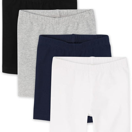 The Children's Place Baby Girls and Toddler Solid Bike Shorts, Black/Heather Gray/Tidal/White 4-Pack, 2T US