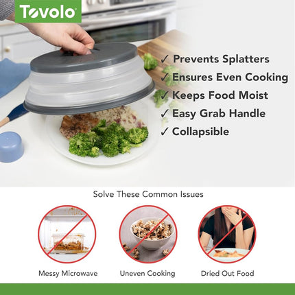 Tovolo Vented, Easy Grip, Collapsible Microwave Cover 10.5 inch Charcoal
