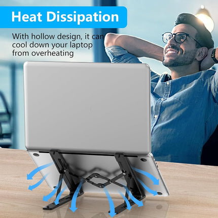 Nayka Adjustable Laptop Stand, Portable Laptop Riser for Desk, ABS+Silicone Foldable Ventilated Cooling Notebook Holder Stand for 10-15.6” Laptops,Tablets
