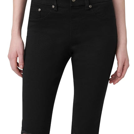 HUE Womens Ripped Knee Denim Leggings, Black, 1X US