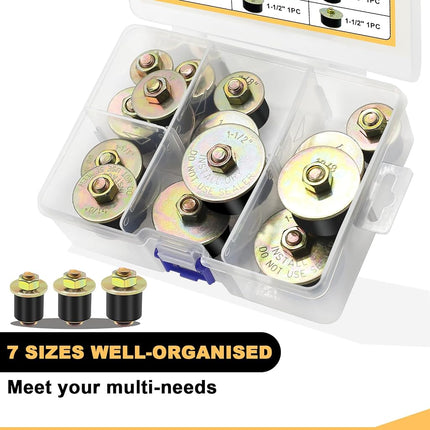 Siptenk 14pcs Freeze Expansion Plugs 3/4" 7/8" 1" 1-1/8" 1-1/4" 1-3/8" 1-1/2", 7 Sizes Automotive Rubber Freeze Frost Plug Fit Hole Size: 3/4" to 1-1/2" (19mm-38mm)