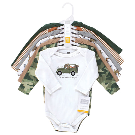 Hudson Baby unisex-baby Cotton Long-sleeve Bodysuits, Animal Adventure, Preemie