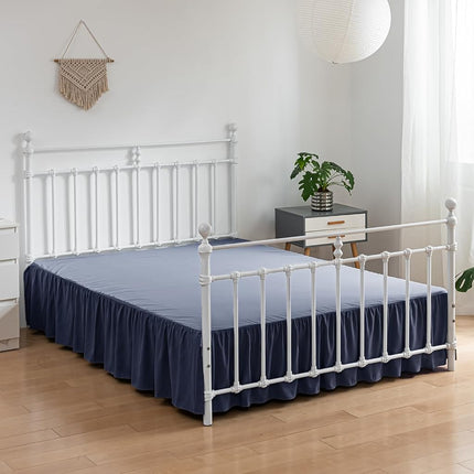 xuan dian Bed Skirt King Size Ruffled Bed Skirt with Split Corners, 18 Inch Drop Dust Ruffle Bed Skirt with Platform, Blue (King - 18" Drop)