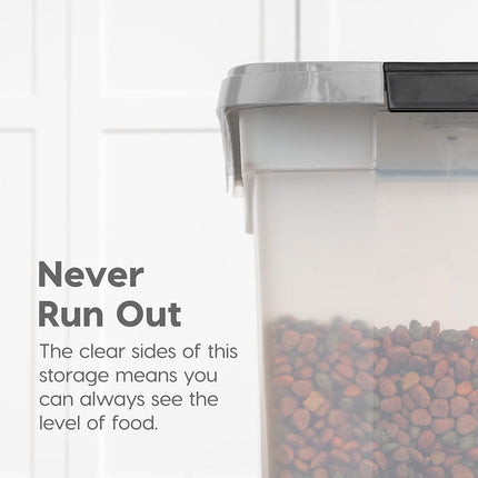 IRIS USA 50 Lbs/65 Qt WeatherPro Airtight Pet Food Storage Container with Removable Casters, Clear/Gray