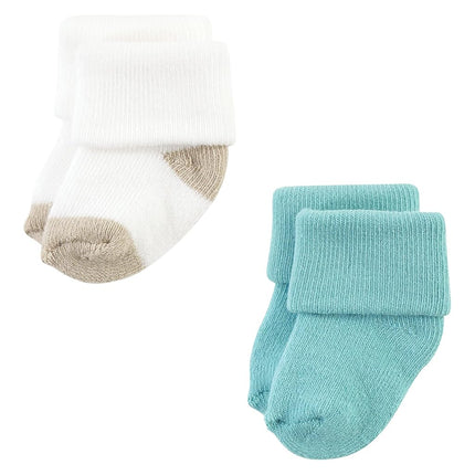 Hudson Baby Chaussettes en éponge et en coton riches unisexe pour nouveau-né, rayures sarcelle et marron, 6-12 mois, rayures sarcelle et marron, 6-12 mois