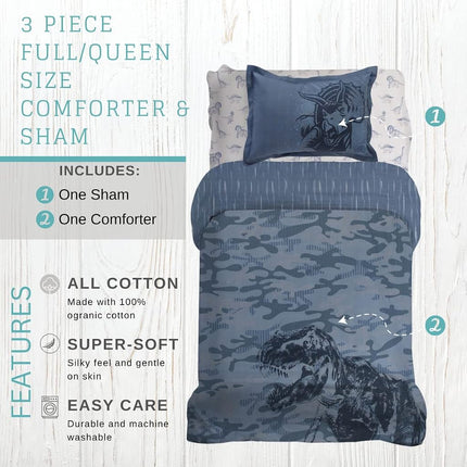 Franco Comforter and Sham, Cotton, Jurassic World, Queen