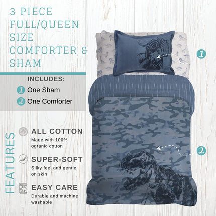 Franco Comforter and Sham, Cotton, Jurassic World, Queen