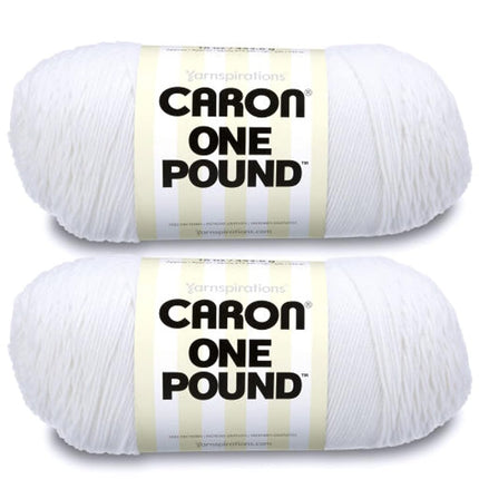 Caron One Pound White Yarn - 2 Pack of 454g/16oz -