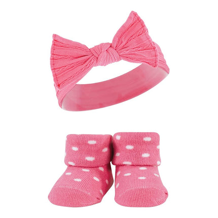 Set de regalo de diadema y calcetines para bebé Hudson, diseño de leopardo rosa salvaje negro, 2 unidades (paquete de 3)