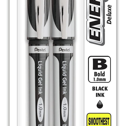 EnerGel Deluxe Liquid Gel Pen Bold Line 2/Pkg-Blac