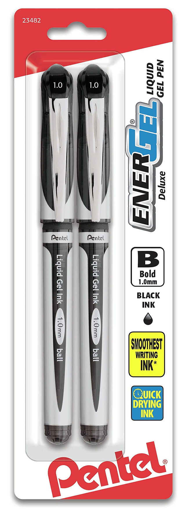 EnerGel Deluxe Liquid Gel Pen Bold Line 2/Pkg-Blac