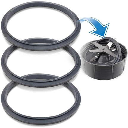 CloudCUP Joint de remplacement 3 pièces, compatible avec Nutribullet Pro séries 900 et 600W, silicone gris, pièces de mixeur