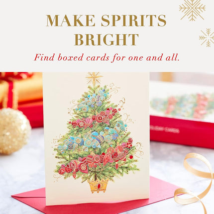 Papyrus Boxed Christmas Cards with Envelopes, Joyful Christmas Celebration, Tree (16-Count)