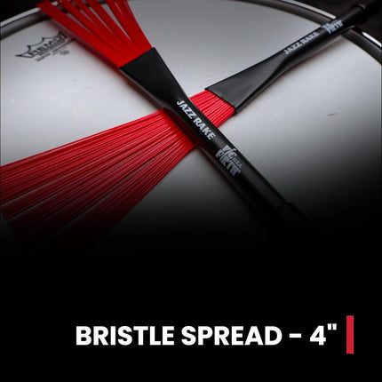 Vic FIrth - Jazz Rake Drum Brushes - Retractable - Red Plastic Brush - Black Handle