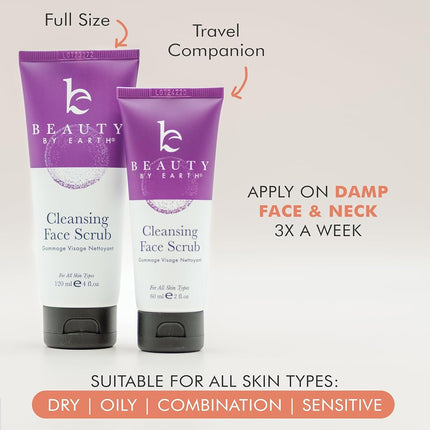 Gommage et nettoyant pour le visage microdermabrasion bio, ingrédients naturels et biologiques, nettoyant exfoliant pour un nettoyage en profondeur des pores et anti-âge, idéal pour l'acné, les peaux sèches, grasses ou sensibles des hommes et des femmes.
