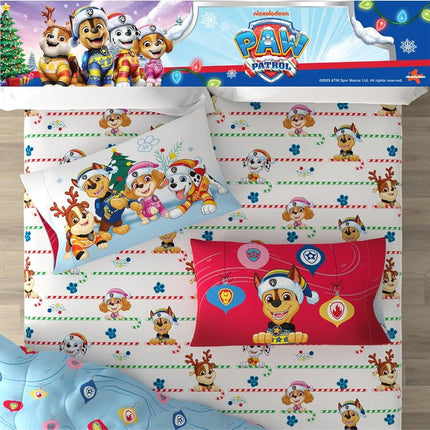 Paw Patrol Holiday & Christmas Soft Comforter and Sheet Set with Sham, 5 Piece Twin Size (Official Licensed Product) Franco