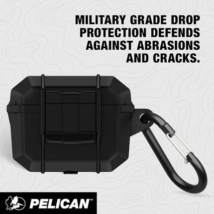 Pelican Marine Series - AirPods Pro 3 Case with Carabiner [Wireless Charging Compatible] [MIL-Grade Protection] IP68 Waterproof Heavy Duty Armor Case for AirPods Pro 3 - Black