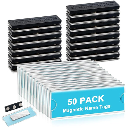 50 Pack Name Badge Magnets Kit Acrylic Magnetic Na
