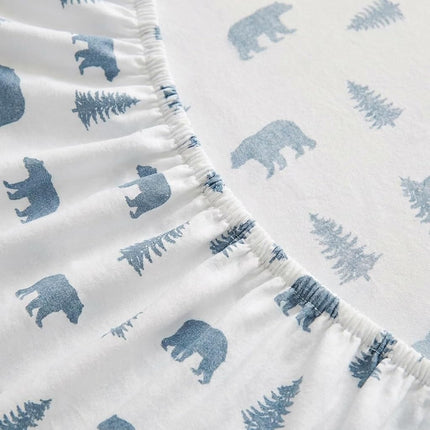 Eddie Bauer - Queen Sheets, Cotton Flannel Bedding Set, Brushed for Extra Softness, Cozy Home Decor (Bears & Trees, Queen)