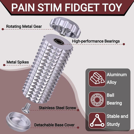 Metal Little Ouchies Fidget Toys, Adults Pain Stim Sensory Venting Toy, Relief Stress Promotes Focus, Spiky Grip and Smooth Spinner, Gifts for People with ADHD Autism Anxiety (Red)