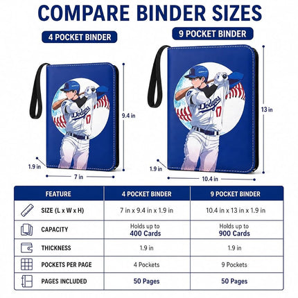 HBK Baseball Card Binder 900 Pockets, PU Leather with 50 Sleeves